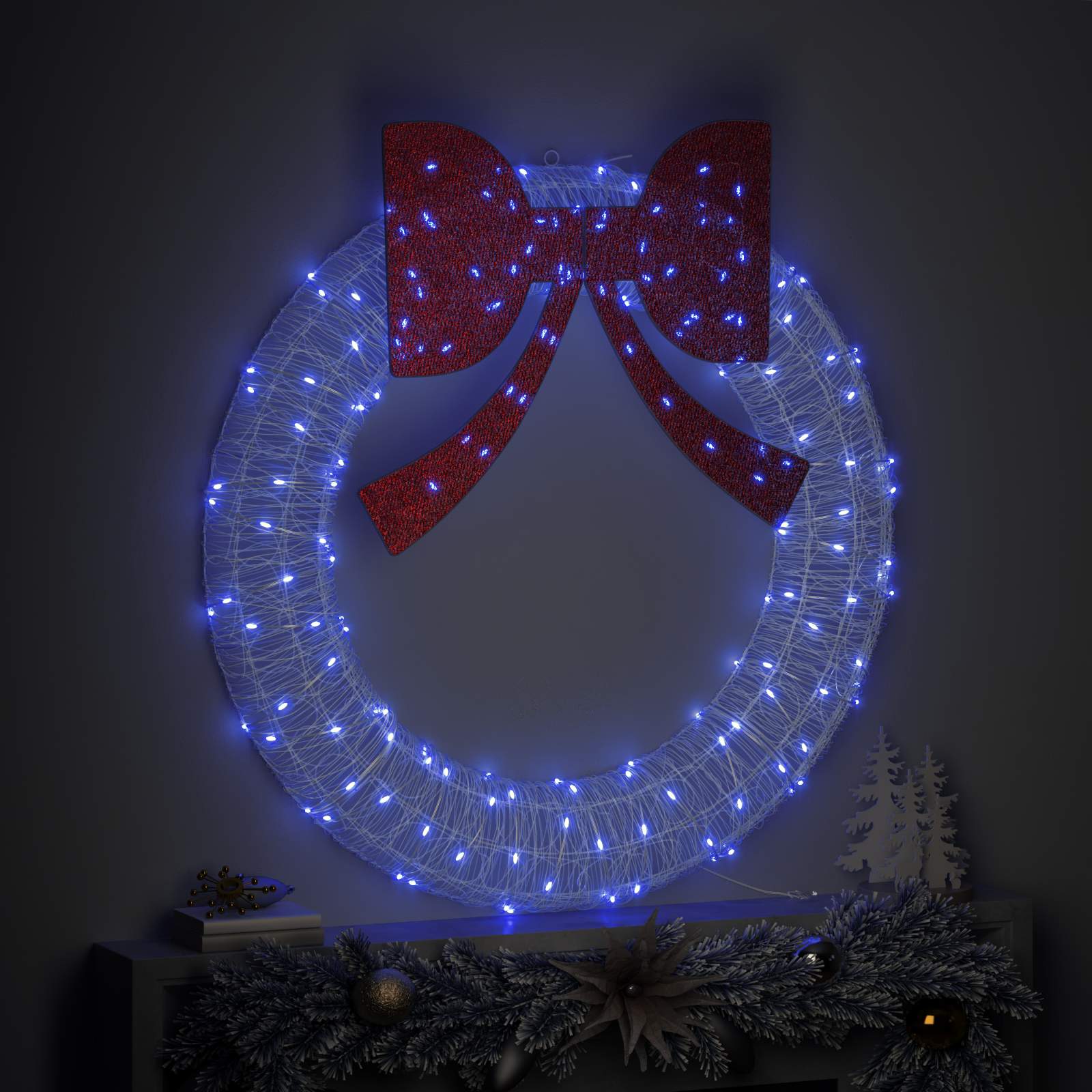 Kranz mit 150 LEDs Blau 120 cm Acryl