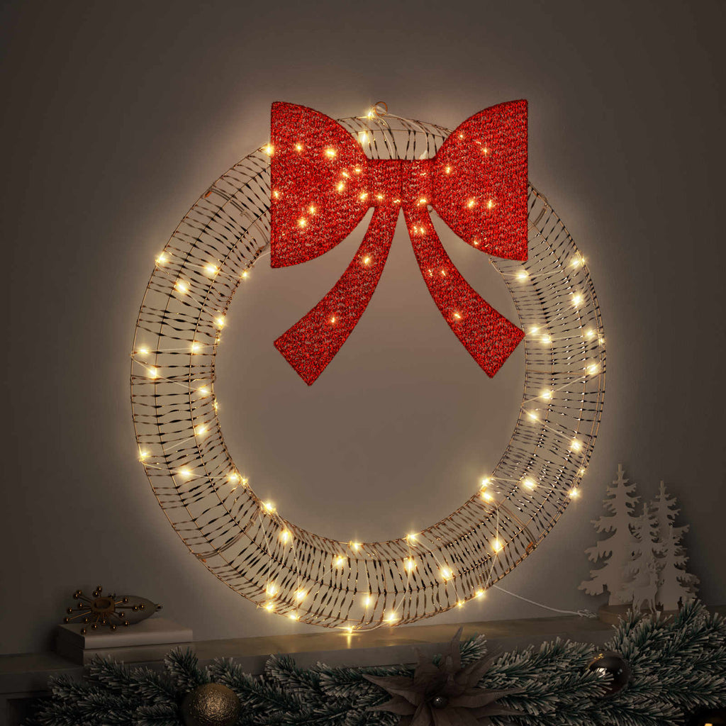 Kranz mit 60 LEDs Warmweiß 76 x 76 x 8 cm PET