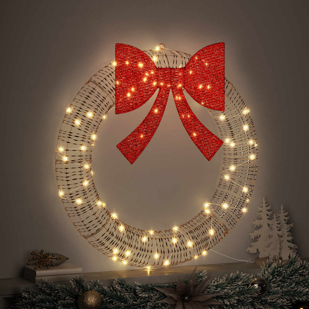 Kranz mit 80 LEDs Warmweiß 91 x 91 x 9 cm PET