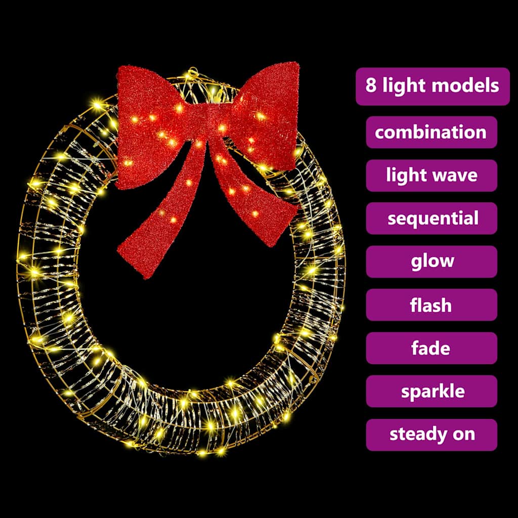 Kranz mit 80 LEDs Warmweiß 91 x 91 x 9 cm PET