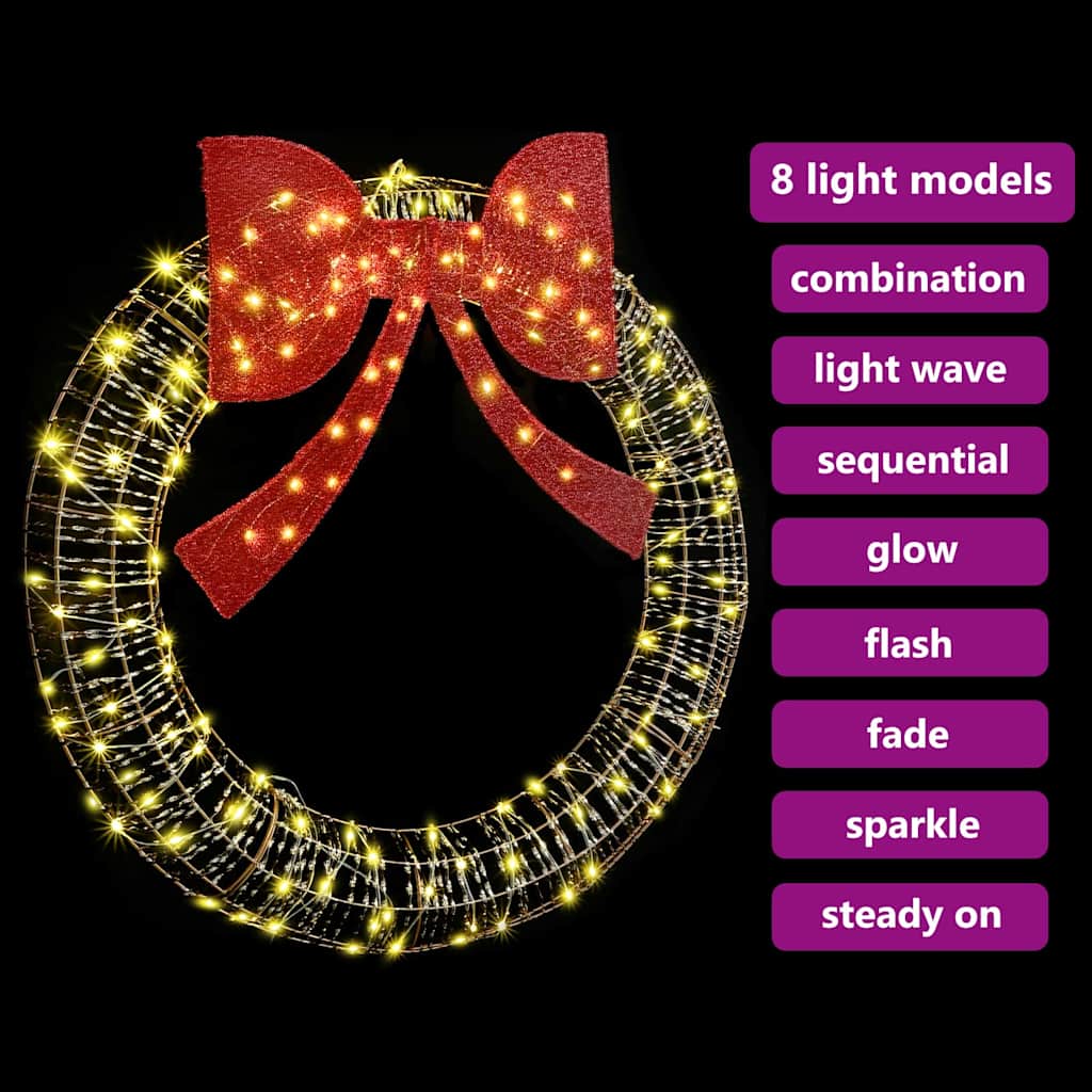 Kranz mit 150 LEDs Warmweiß 121 x 121 x 10 cm PET