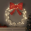 Kranz mit 60 LEDs Warmweiß 75 x 75 x 8 cm Rattan