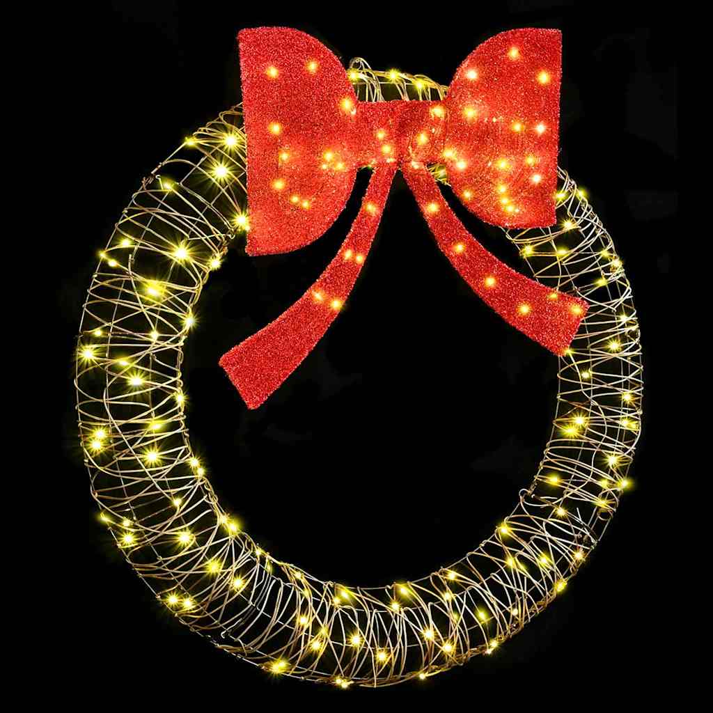 Kranz mit 150 LEDs Warmweiß 121 x 121 x 10 cm Rattan