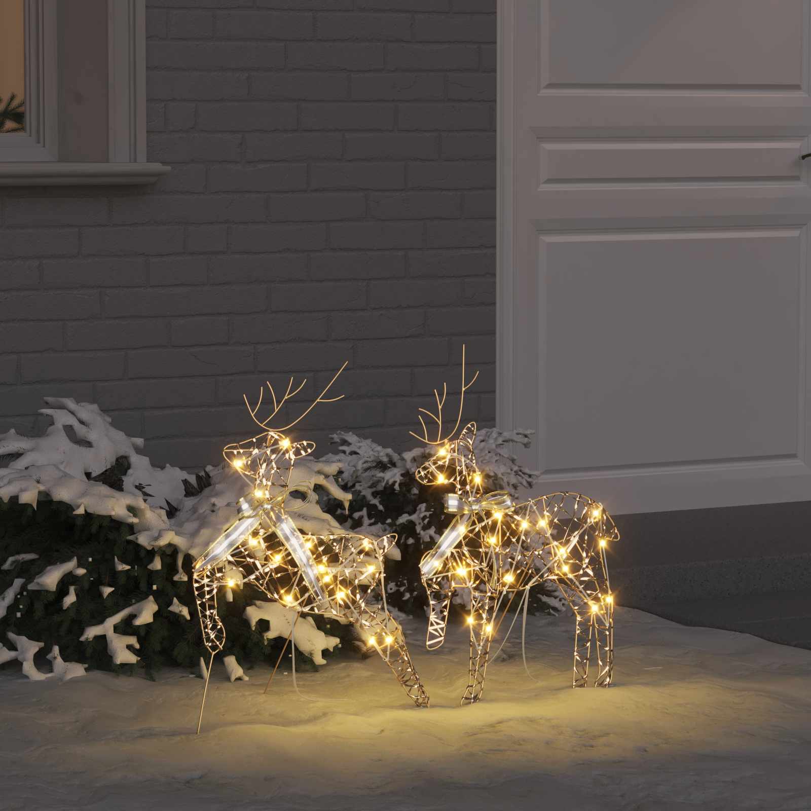 LED Rentiere mit 40 LEDs 2 pcs Warmes Weiß PET