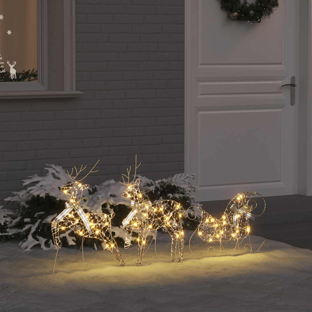 LED Rentiere mit 60 LEDs 3 pcs Warmes Weiß PET