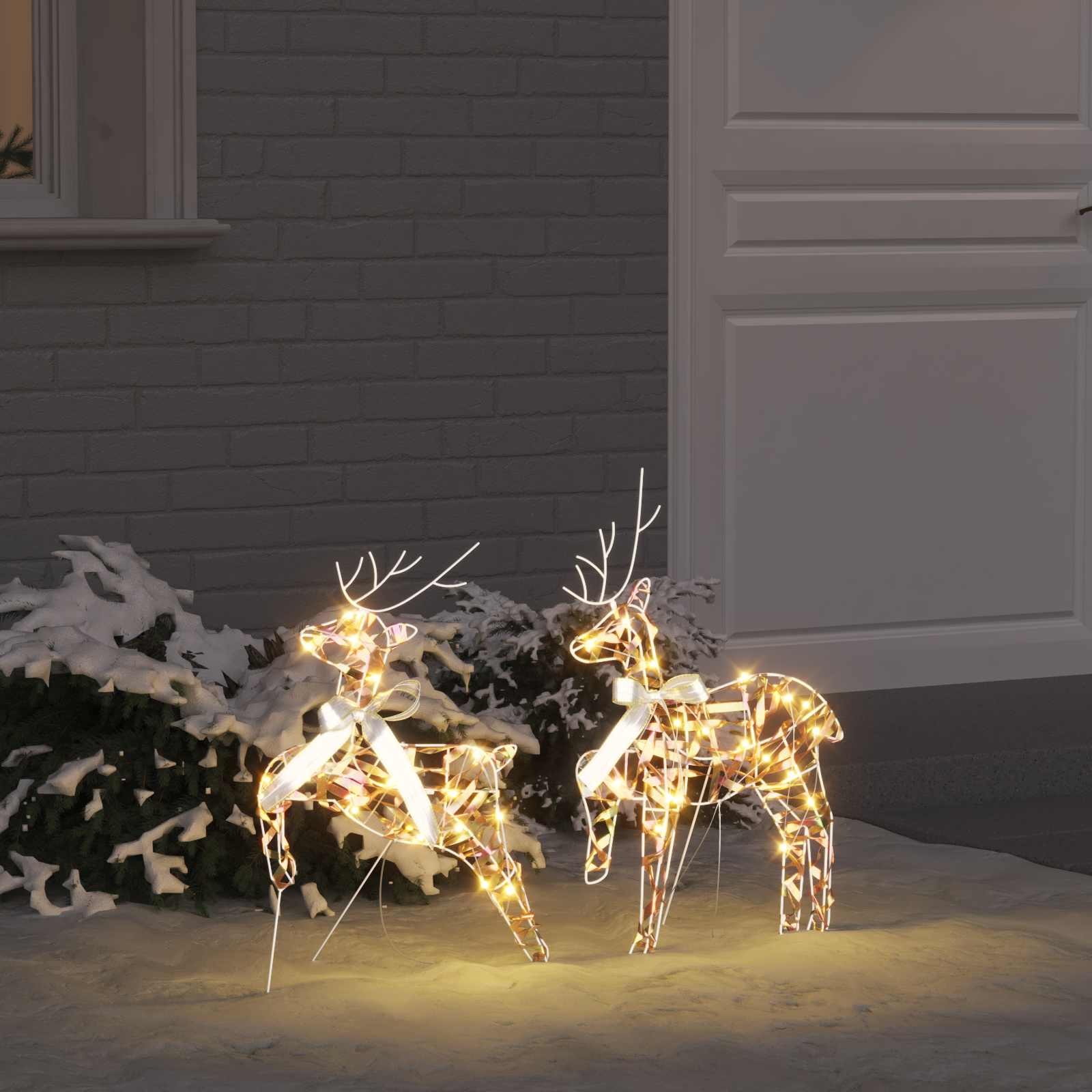 LED Rentiere mit 40 LEDs 2 pcs Warmes Weiß PET