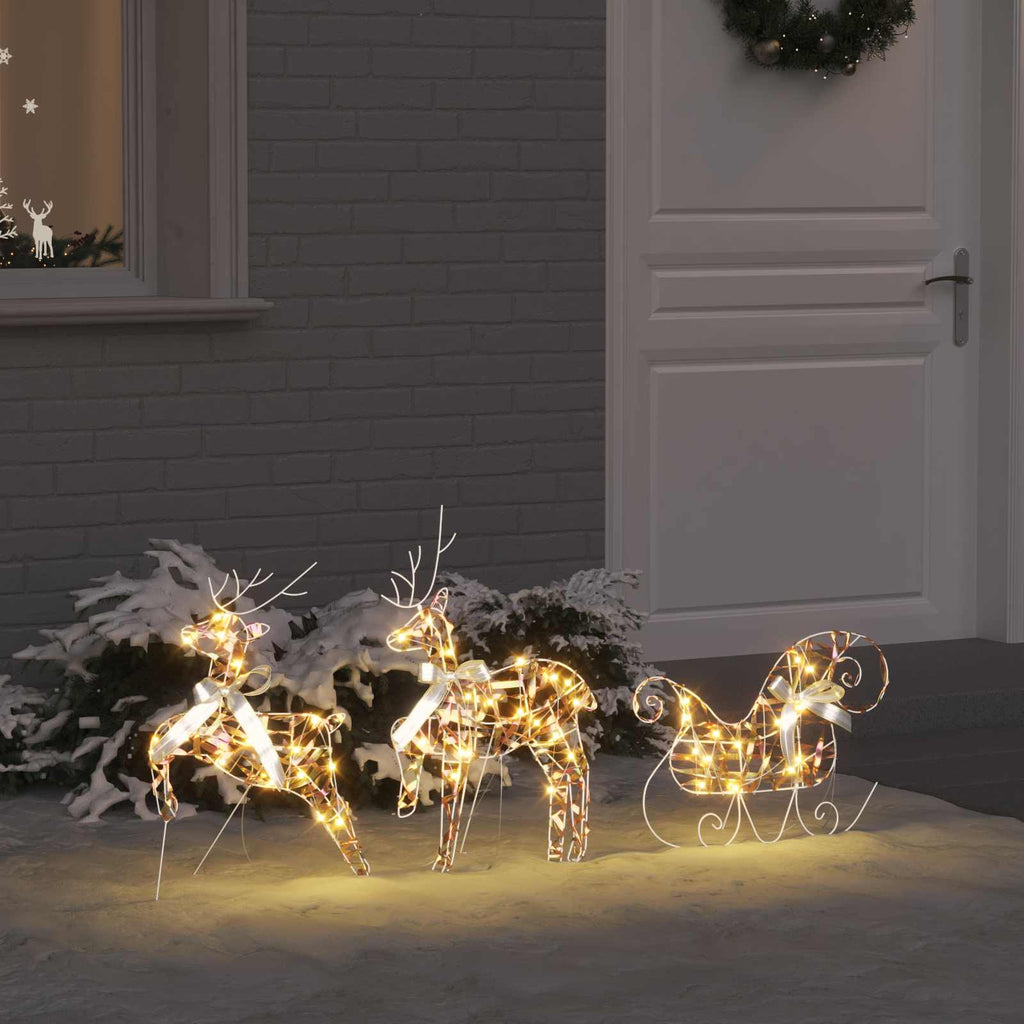 LED Rentiere mit 60 LEDs 3 pcs Warmes Weiß PET
