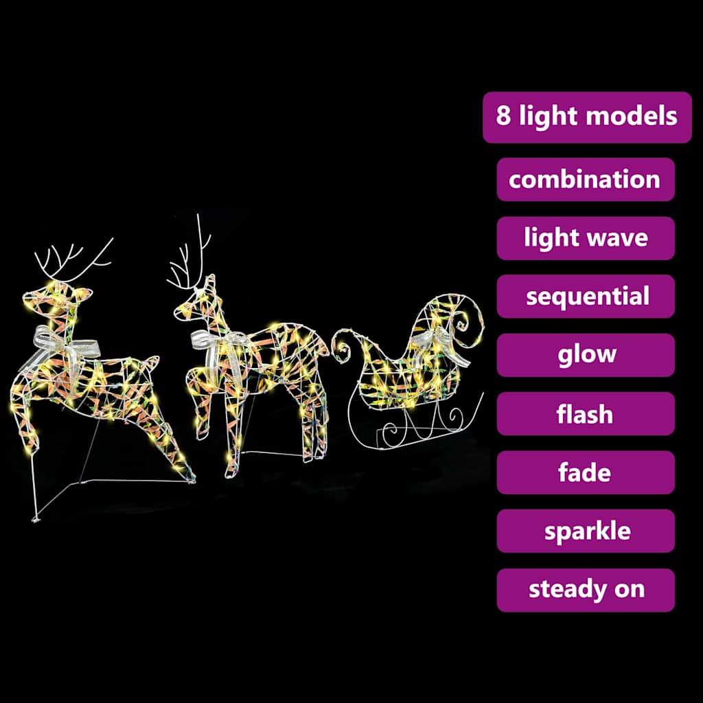 LED Rentiere mit 60 LEDs 3 pcs Warmes Weiß PET