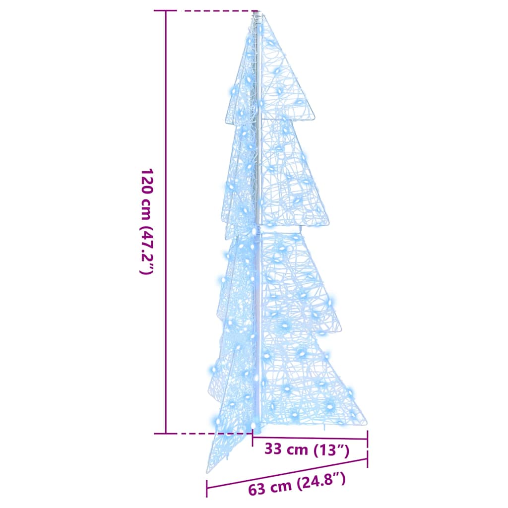 Weihnachtsbaum mit 100 LEDs Kaltweiß 120 cm Acryl