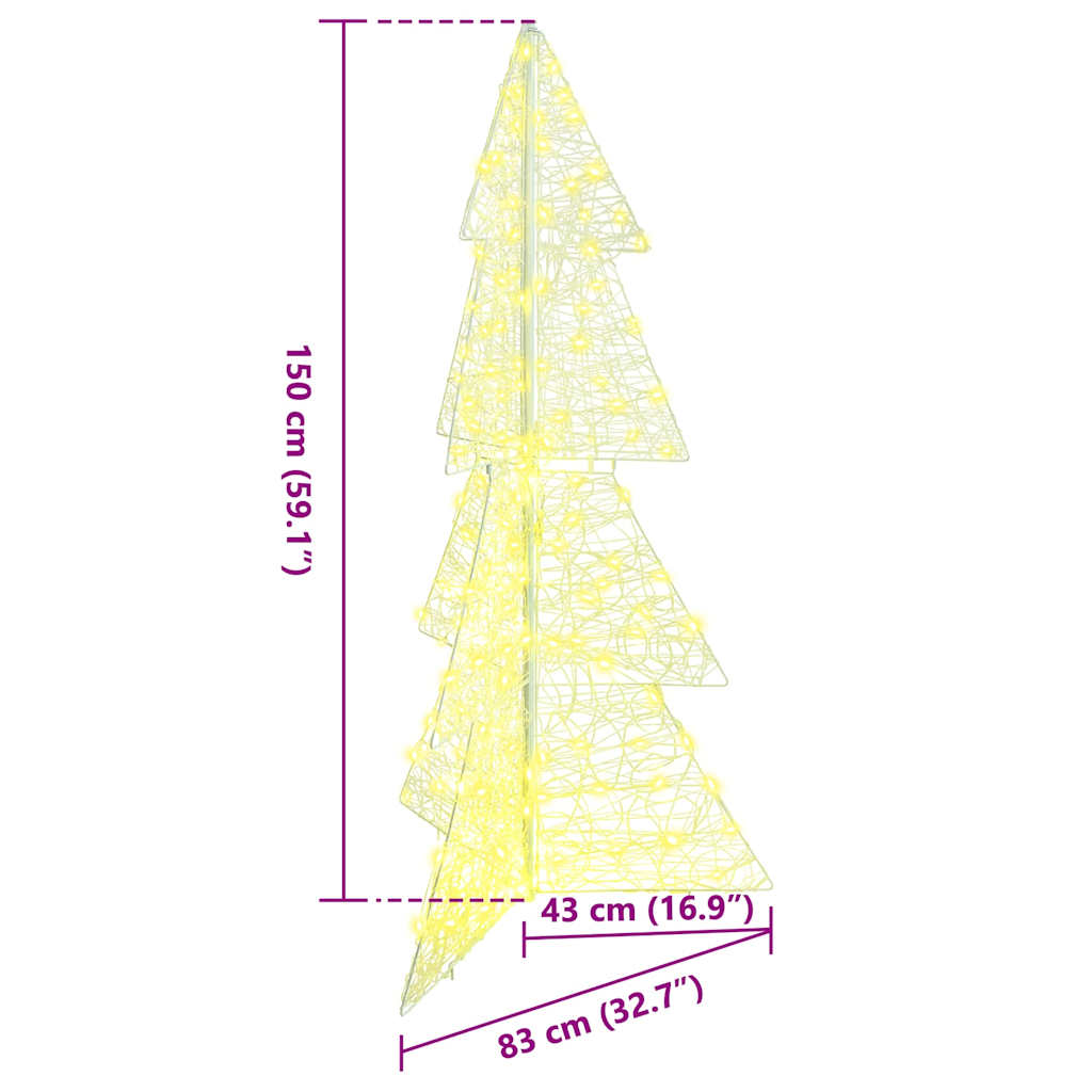 Weihnachtsbaum mit 160 LEDs Warmes Weiß 150 cm Acryl