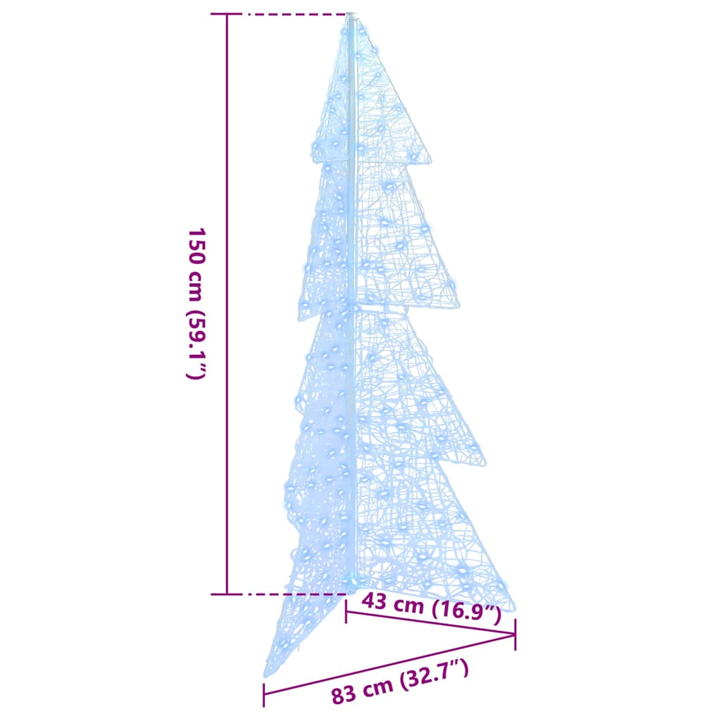 Weihnachtsbaum mit 160 LEDs Kaltweiß 150 cm Acryl