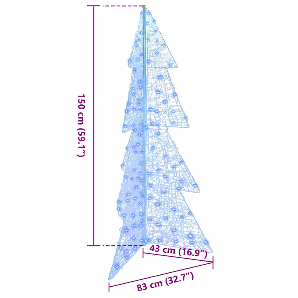 Weihnachtsbaum mit 160 LEDs Blau 150 cm Acryl