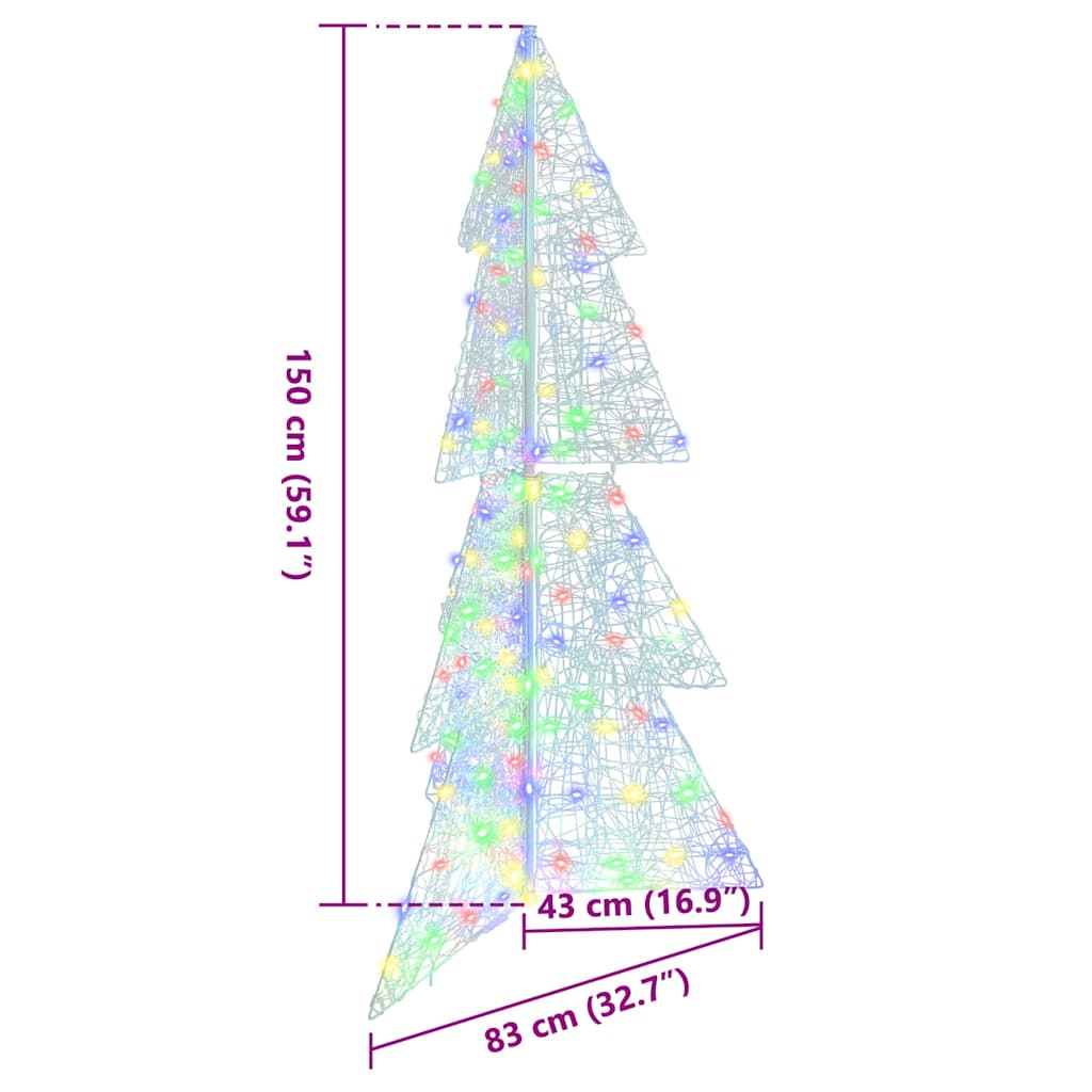 Weihnachtsbaum mit 160 LEDs Mehrfarbig 150 cm Acryl