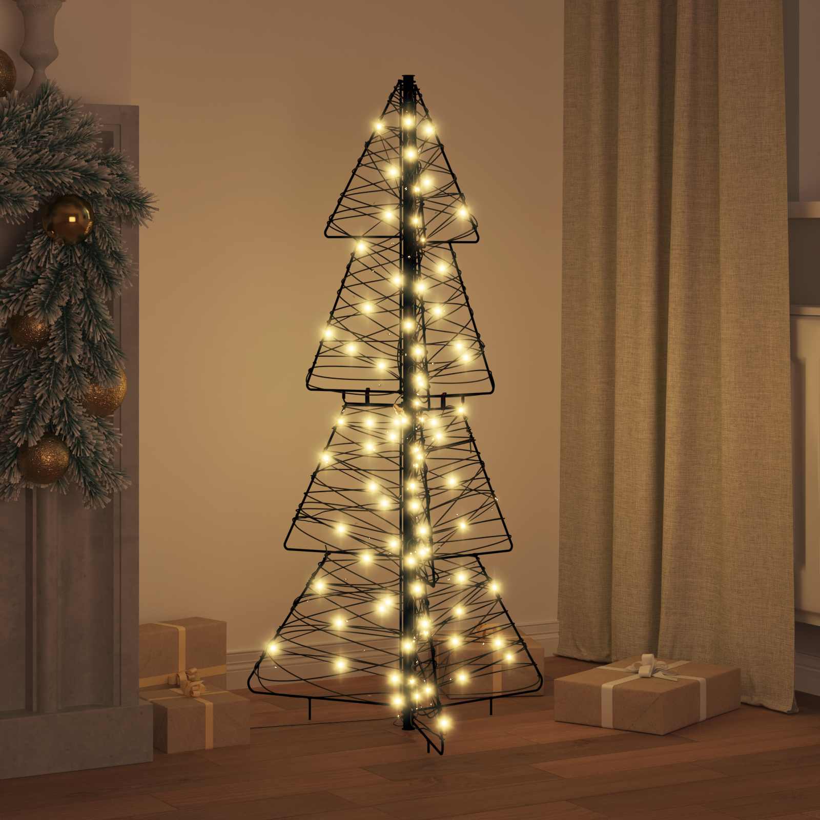 Weihnachtsbaum mit 100 LEDs Warmes Weiß 120 cm Rattan