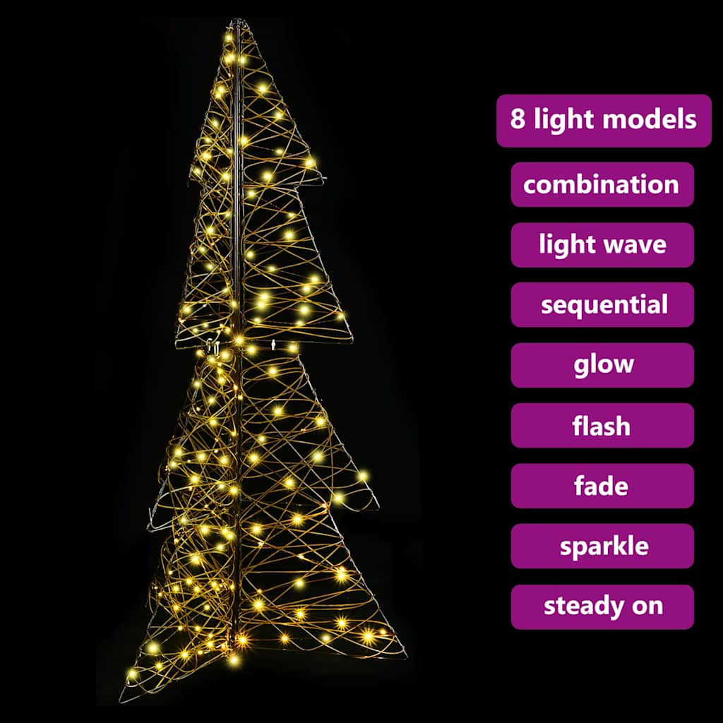 Weihnachtsbaum mit 160 LEDs Warmes Weiß 150 cm Rattan