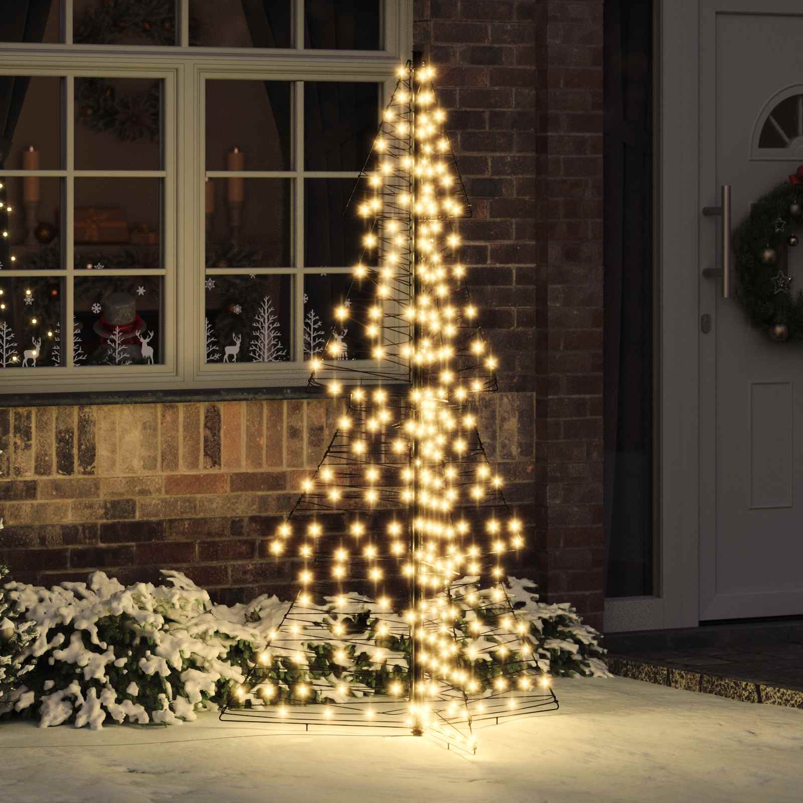 Weihnachtsbaum mit 240 LEDs Warmes Weiß 180 cm Rattan
