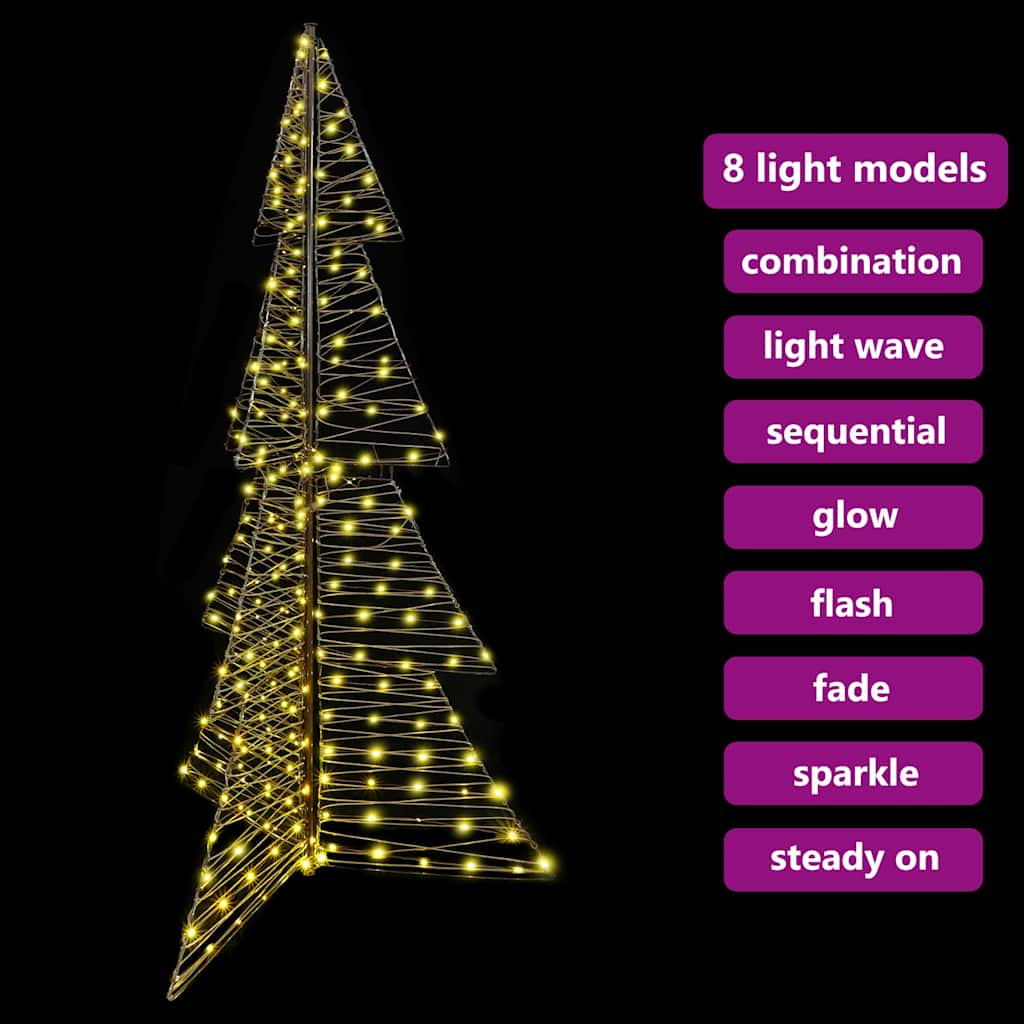 Weihnachtsbaum mit 240 LEDs Warmes Weiß 180 cm Rattan
