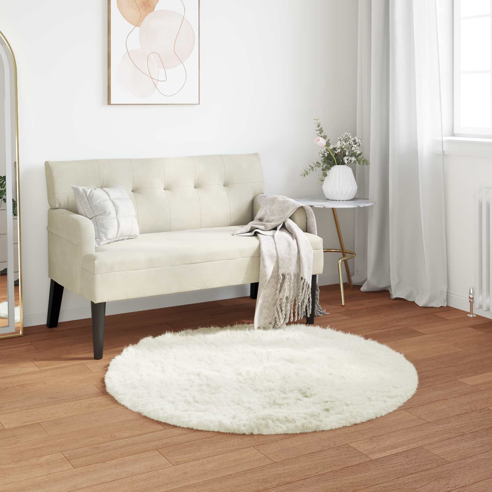 Teppich aus Kunstschaffell TAFALLA Weiß Ø 120 cm Polyester