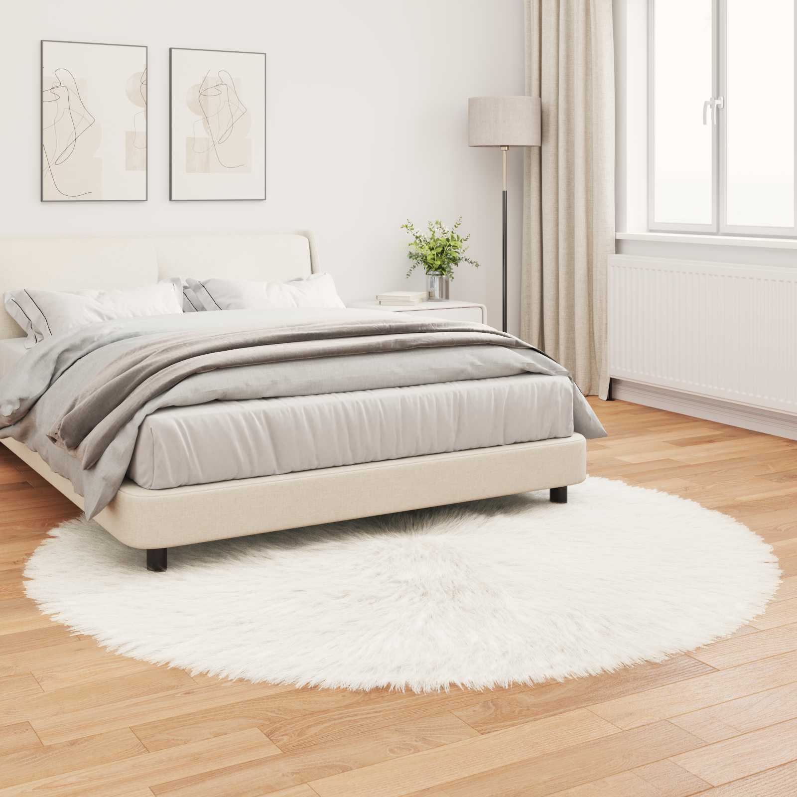 Teppich aus Kunstschaffell TAFALLA Weiß Ø 160 cm Polyester