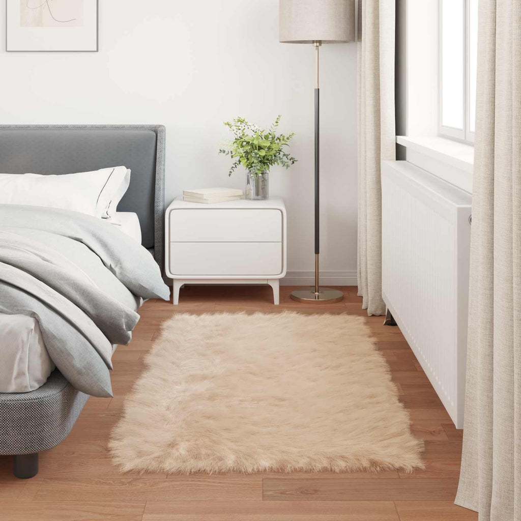 Teppich aus Kunstschaffell TAFALLA Beige 80 x 150 cm Polyester