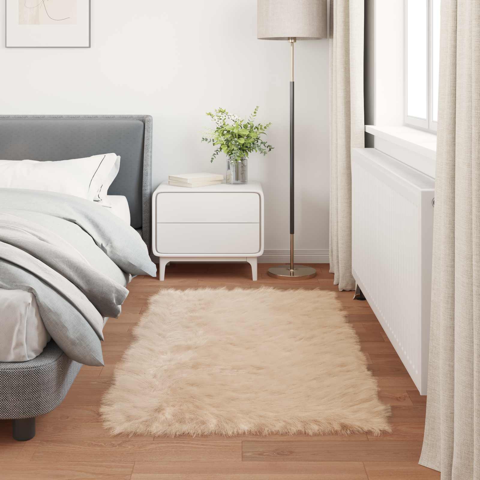 Teppich aus Kunstschaffell TAFALLA Beige 80 x 150 cm Polyester