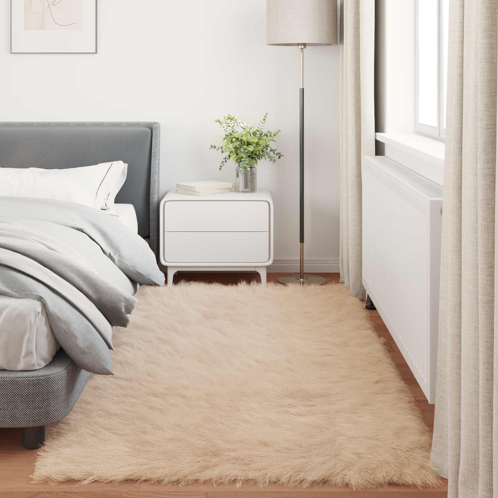 Teppich aus Kunstschaffell TAFALLA Beige 80 x 200 cm Polyester