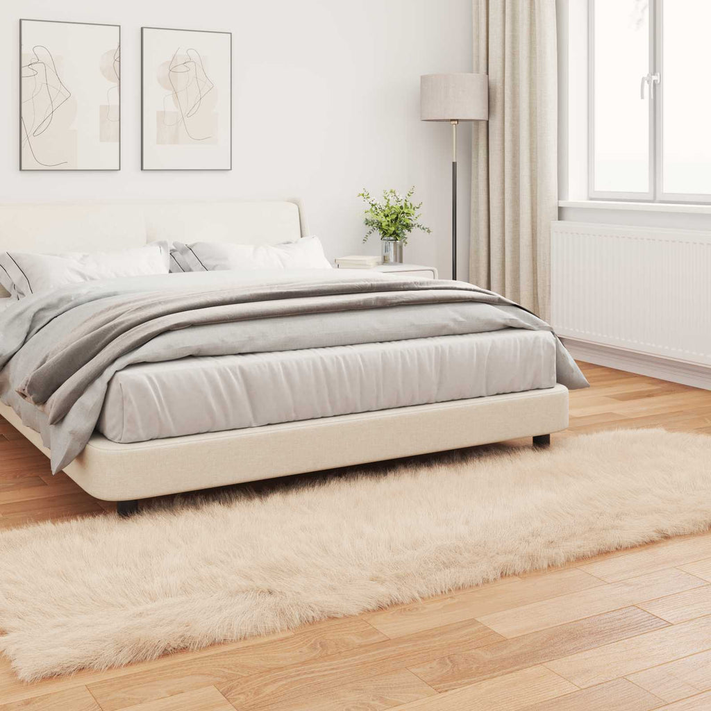 Teppich aus Kunstschaffell TAFALLA Beige 80 x 250 cm Polyester