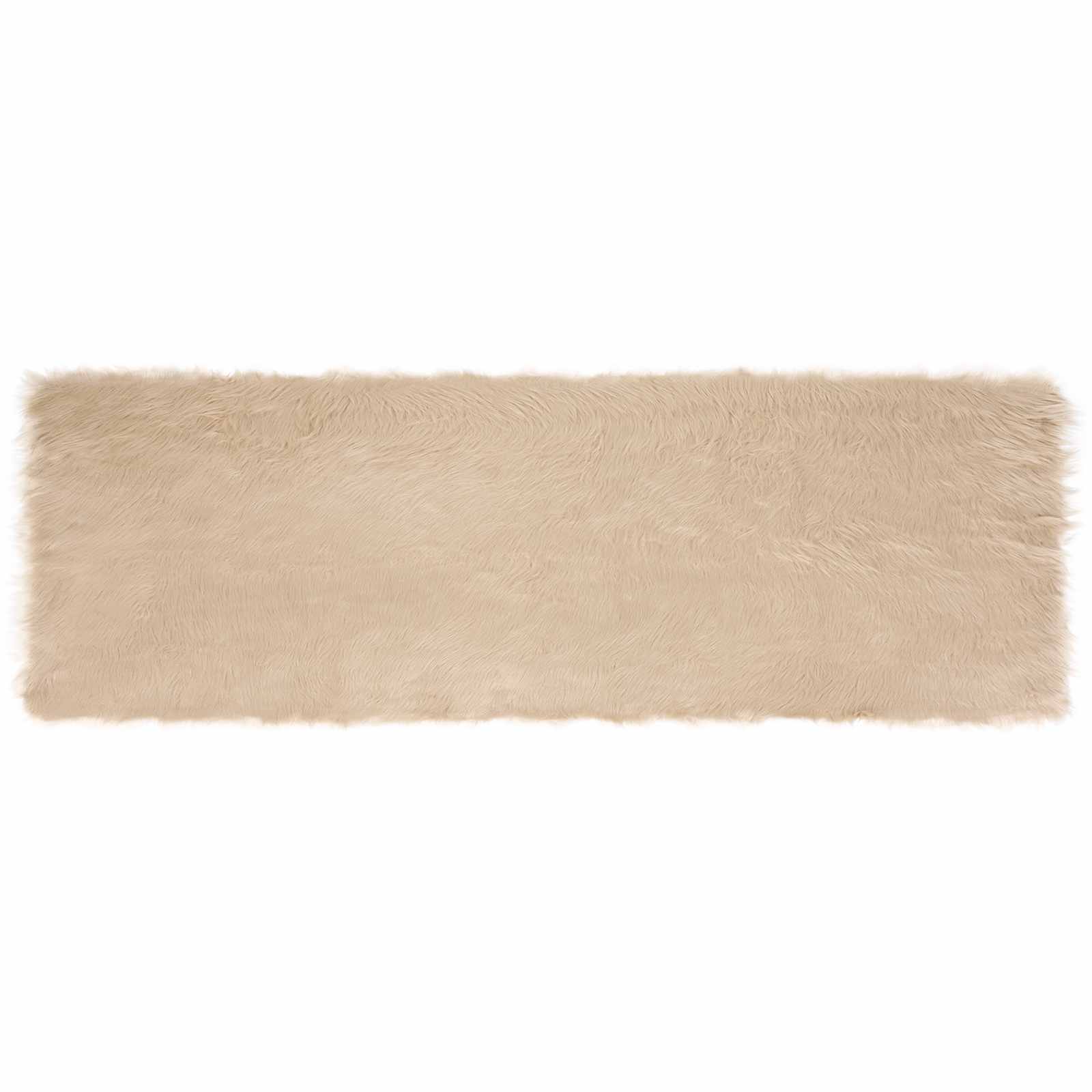 Teppich aus Kunstschaffell TAFALLA Beige 80 x 250 cm Polyester