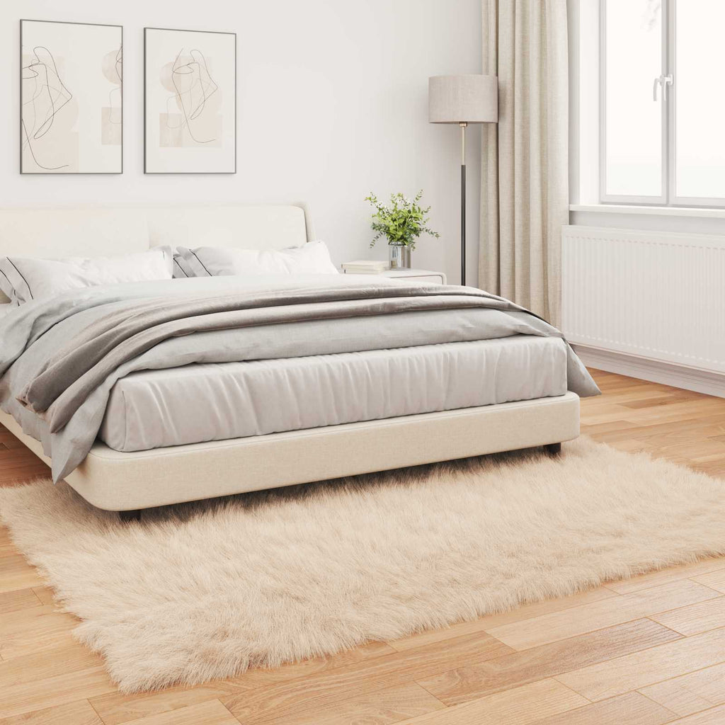 Teppich aus Kunstschaffell TAFALLA Beige 120 x 170 cm Polyester