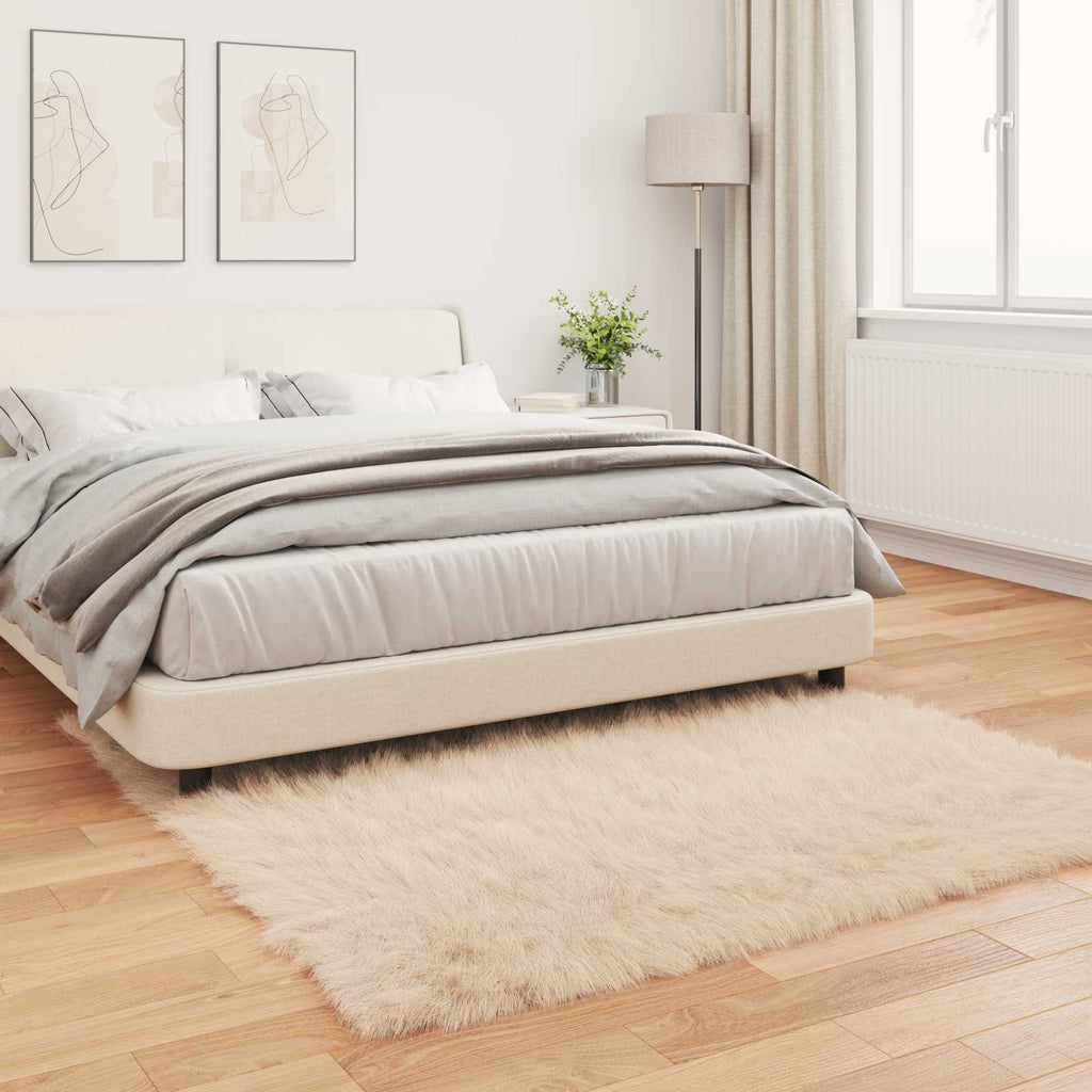 Teppich aus Kunstschaffell TAFALLA Beige 120 x 120 cm Polyester