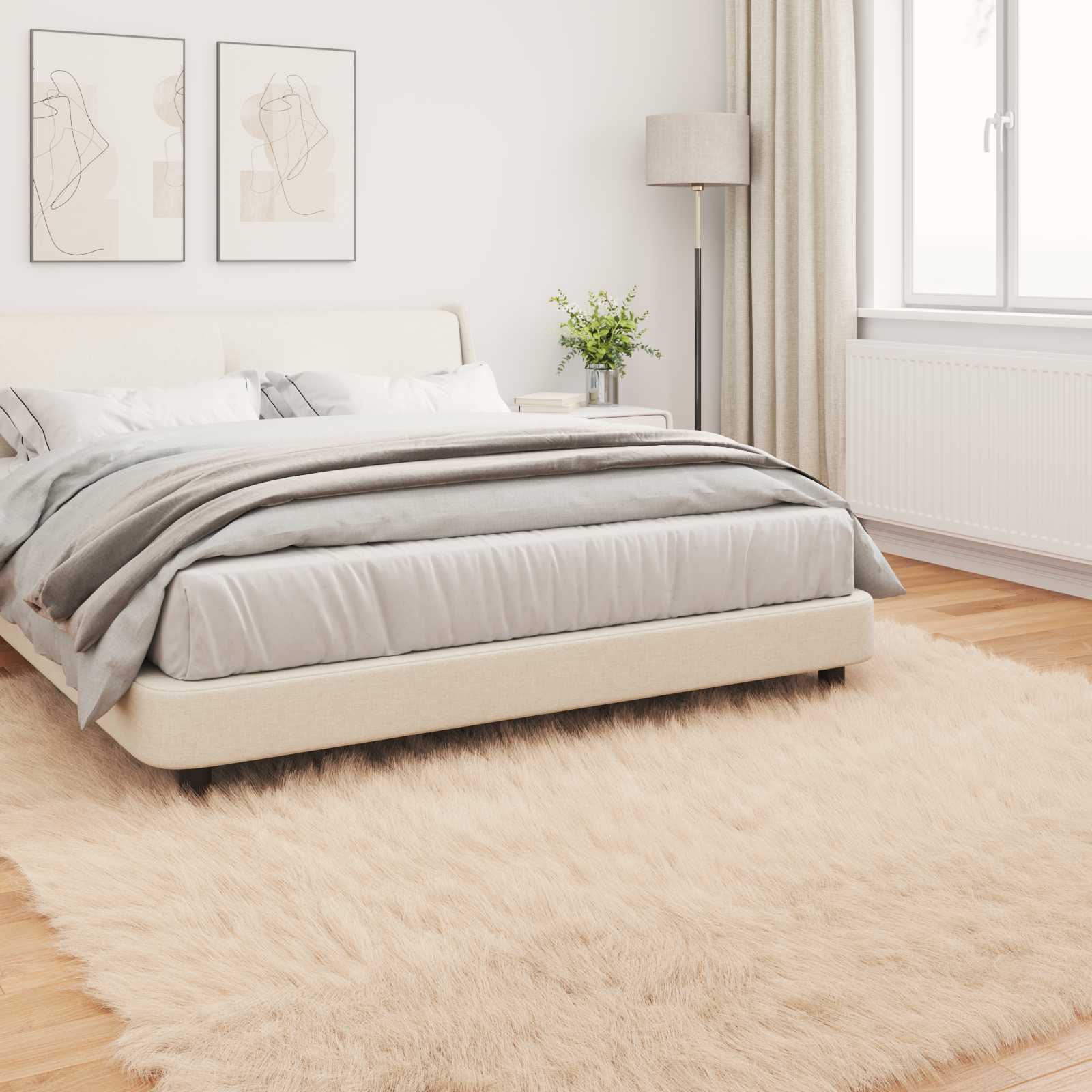 Teppich aus Kunstschaffell TAFALLA Beige 200 x 200 cm Polyester
