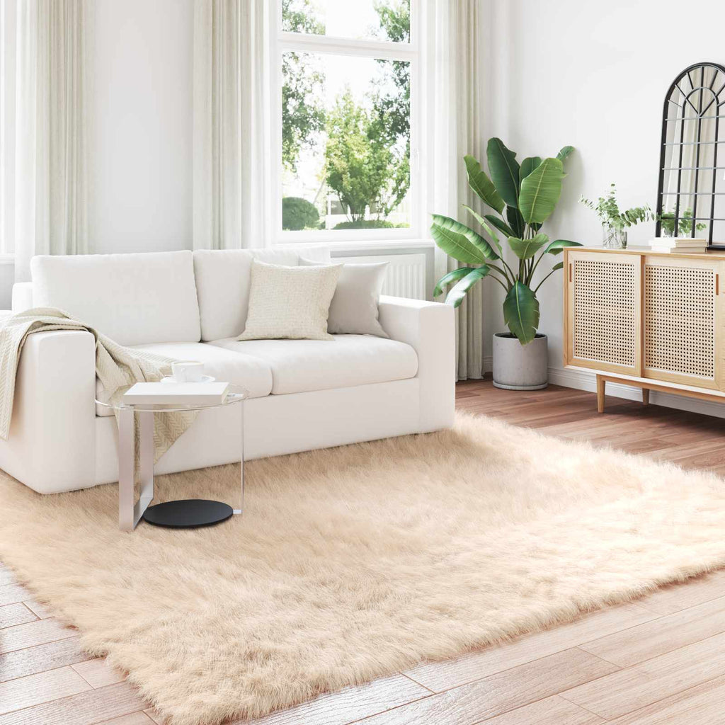 Teppich aus Kunstschaffell TAFALLA Beige 240 x 240 cm Polyester