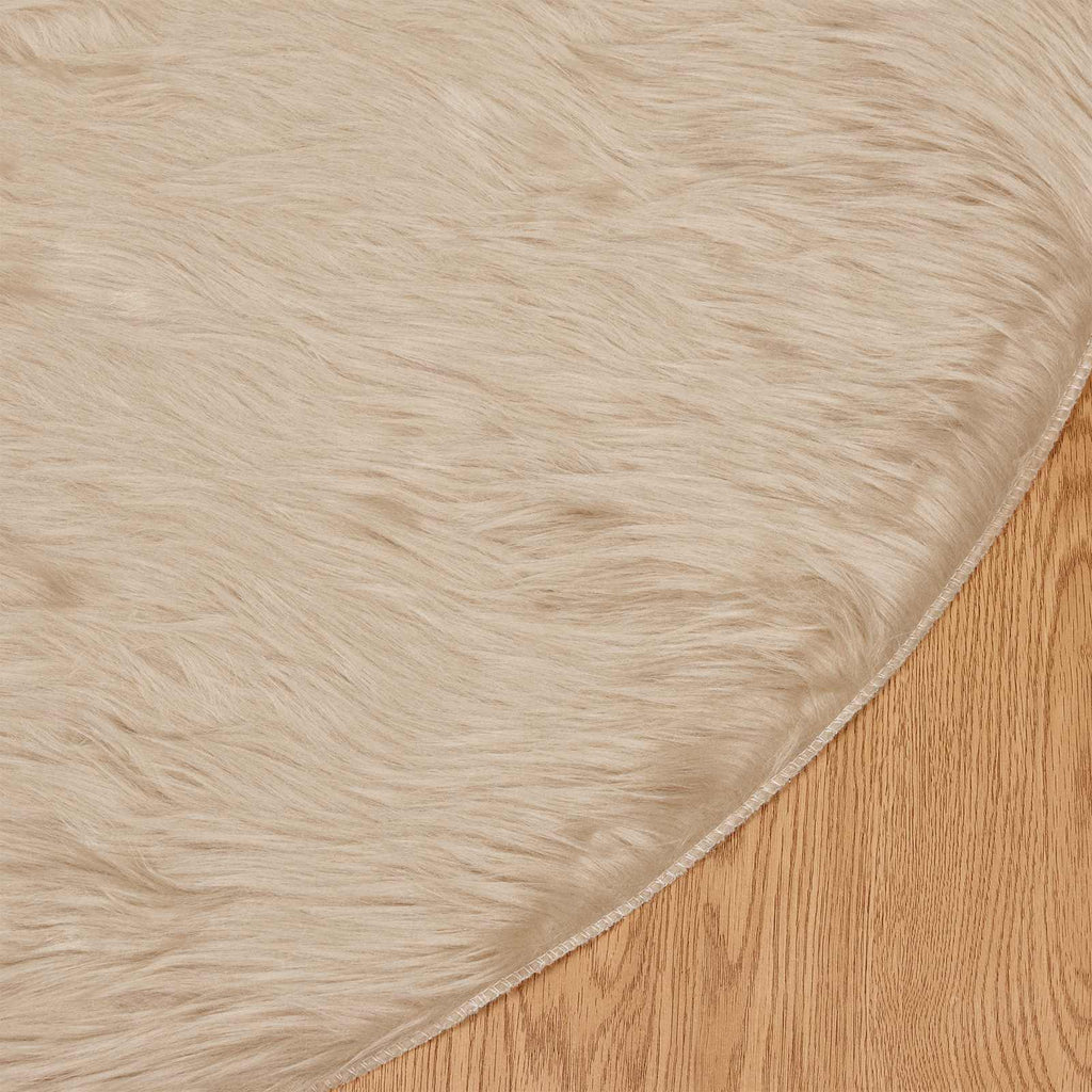 Teppich aus Kunstschaffell TAFALLA Beige Ø 100 cm Polyester