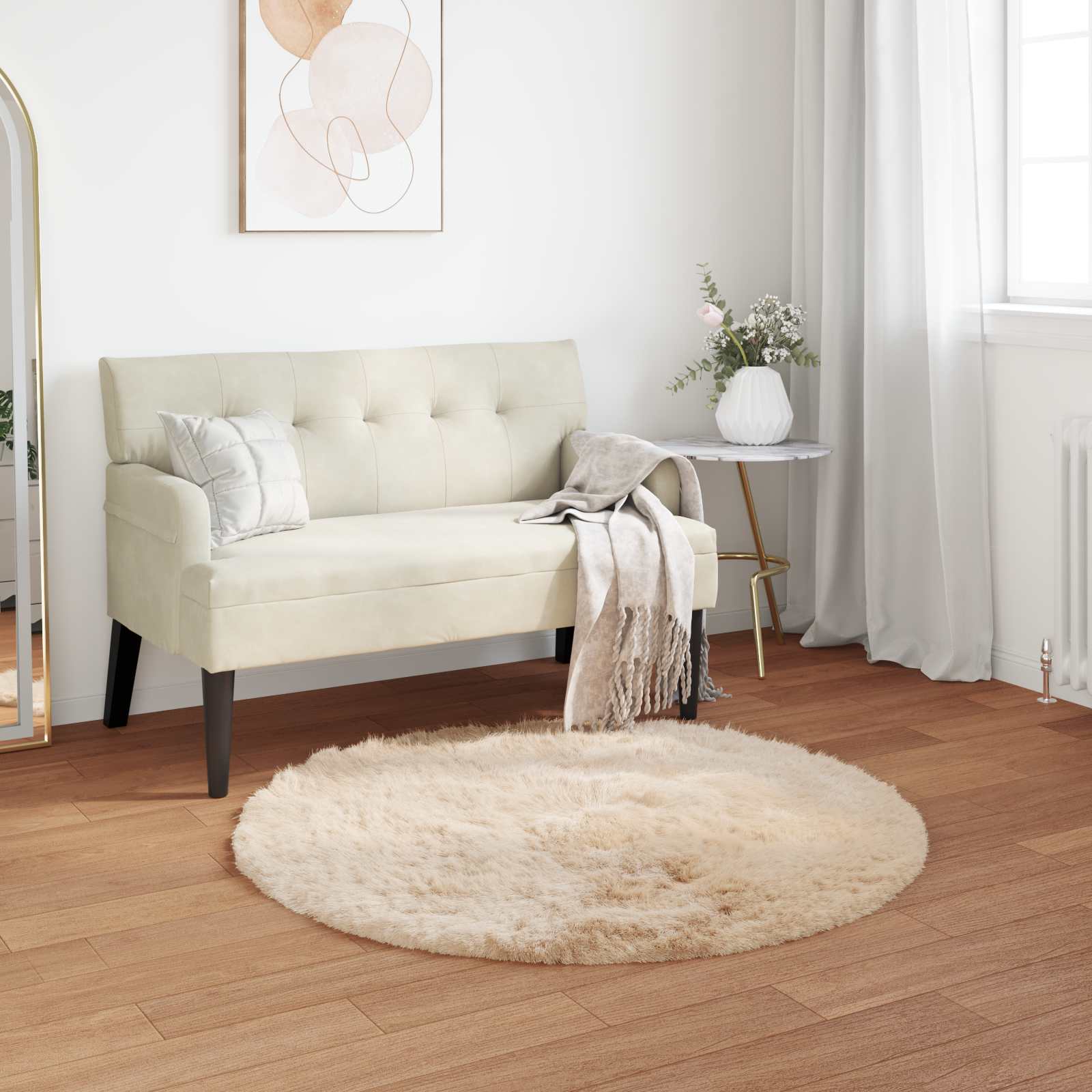 Teppich aus Kunstschaffell TAFALLA Beige Ø 100 cm Polyester
