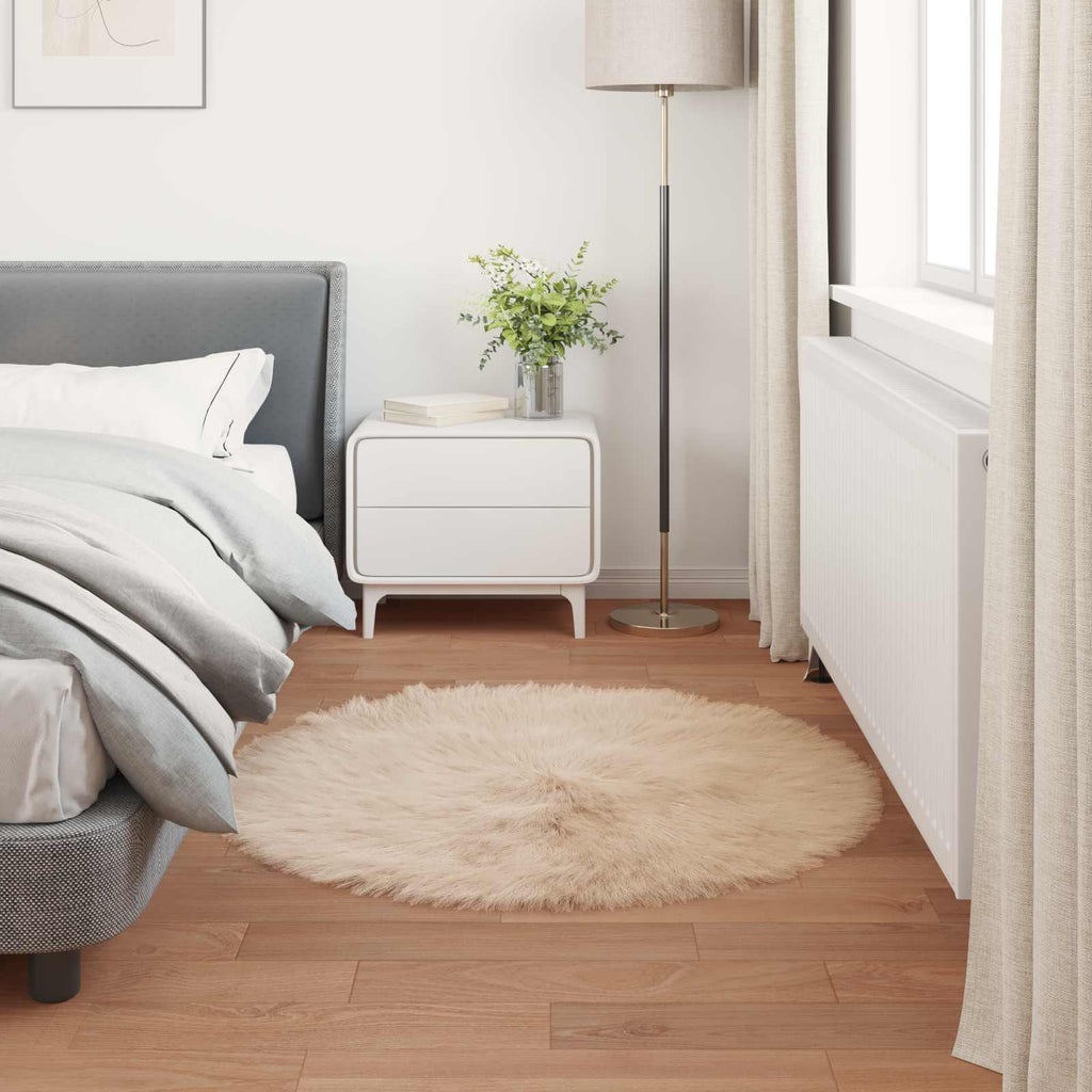 Teppich aus Kunstschaffell TAFALLA Beige Ø 100 cm Polyester
