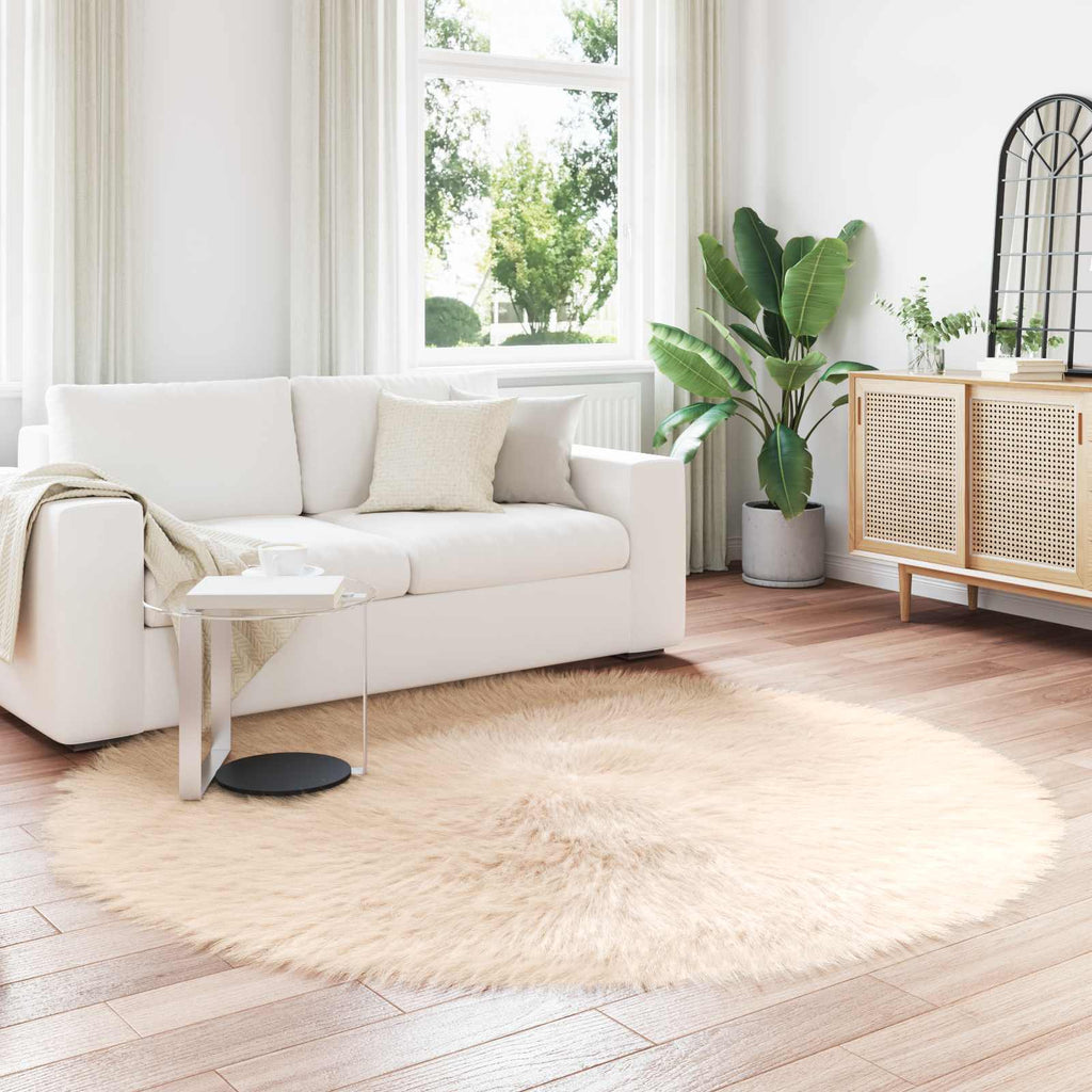 Teppich aus Kunstschaffell TAFALLA Beige Ø 160 cm Polyester