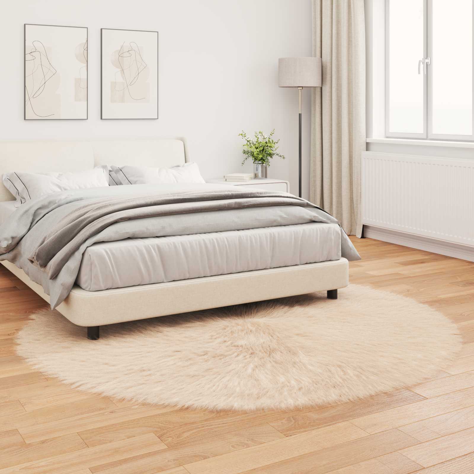 Teppich aus Kunstschaffell TAFALLA Beige Ø 160 cm Polyester