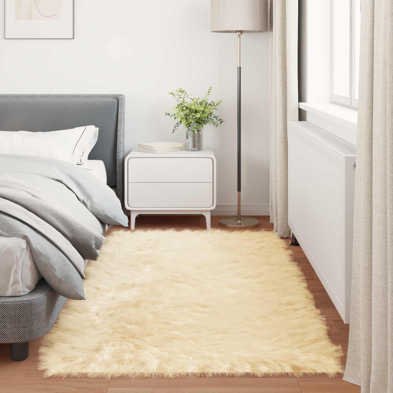 Teppich aus Kunstschaffell TAFALLA Creme 80 x 200 cm Polyester