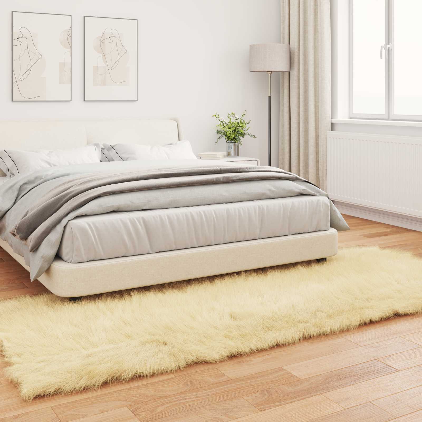 Teppich aus Kunstschaffell TAFALLA Creme 80 x 250 cm Polyester