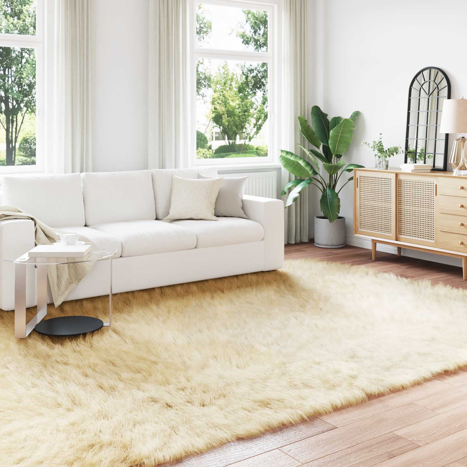 Teppich aus Kunstschaffell TAFALLA Creme 240 x 340 cm Polyester