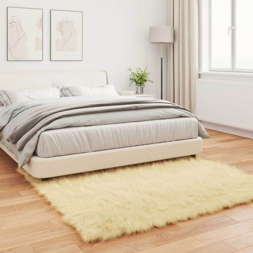 Teppich aus Kunstschaffell TAFALLA Creme 160 x 160 cm Polyester