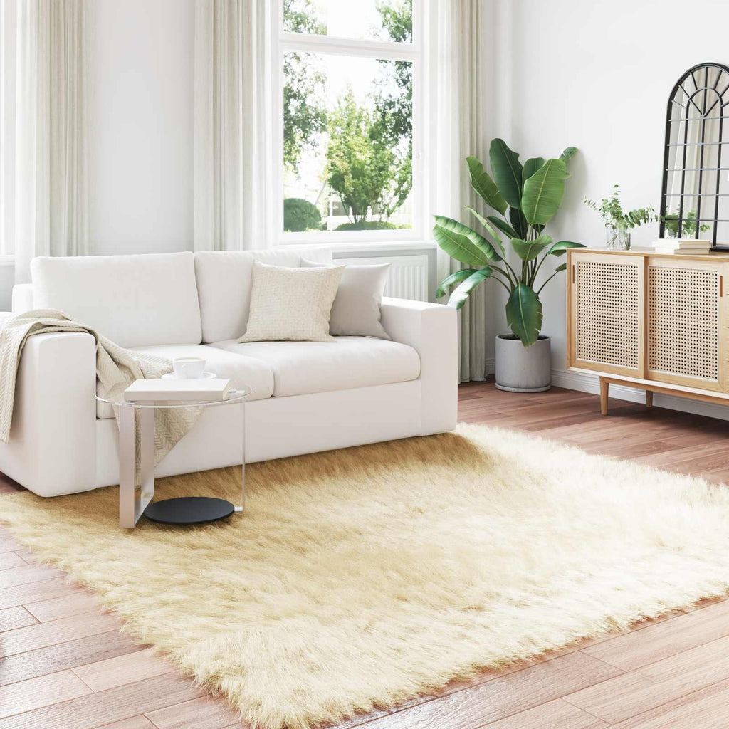 Teppich aus Kunstschaffell TAFALLA Creme 200 x 200 cm Polyester