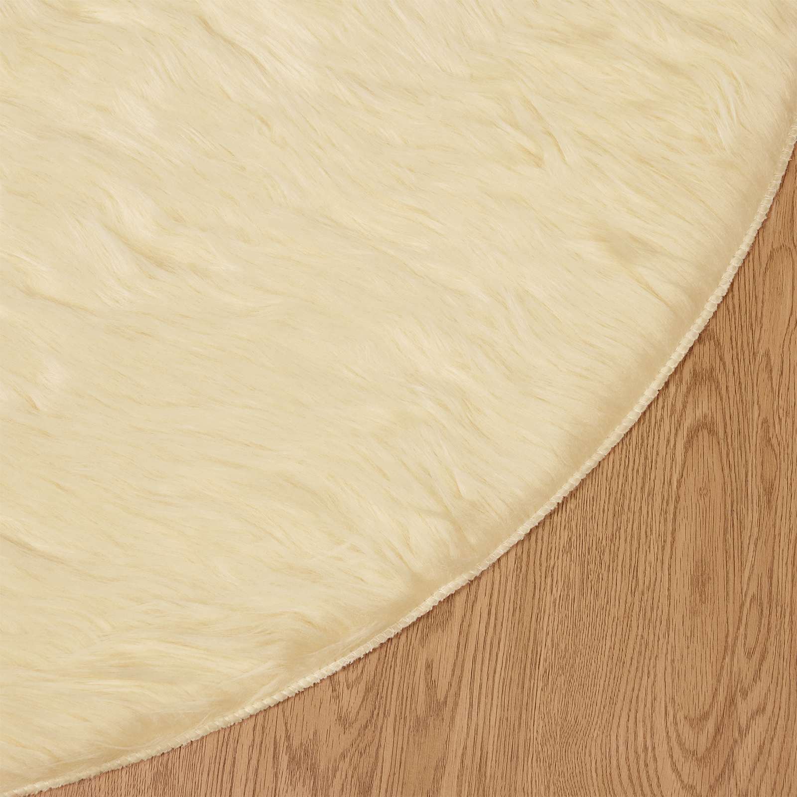 Teppich aus Kunstschaffell TAFALLA Creme Ø 100 cm Polyester