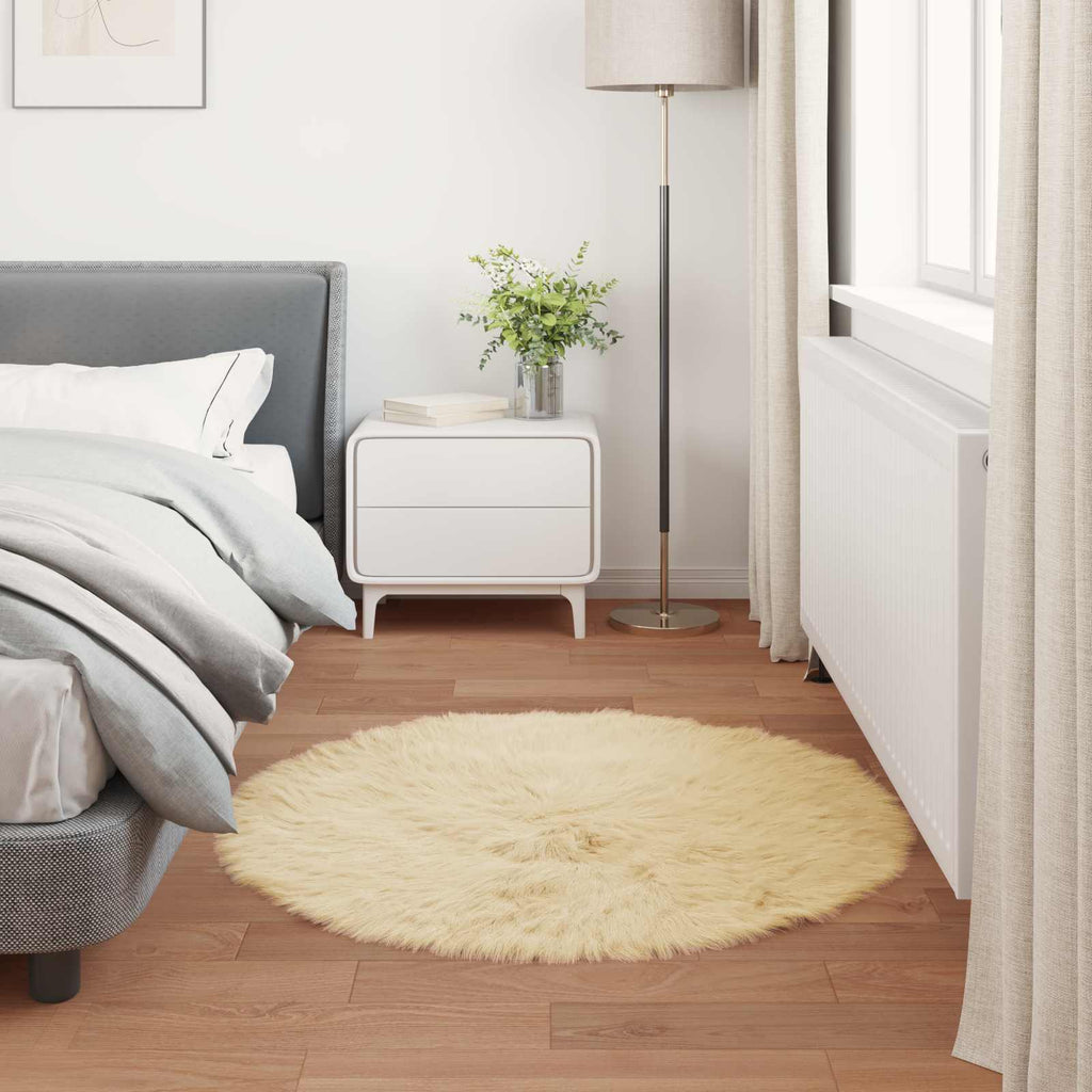Teppich aus Kunstschaffell TAFALLA Creme Ø 100 cm Polyester