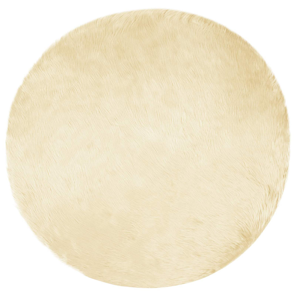 Teppich aus Kunstschaffell TAFALLA Creme Ø 100 cm Polyester