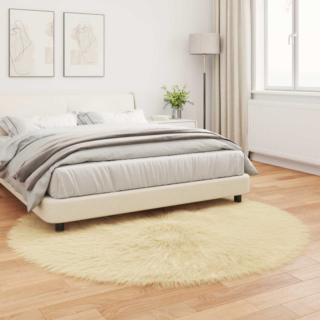 Teppich aus Kunstschaffell TAFALLA Creme Ø 160 cm Polyester