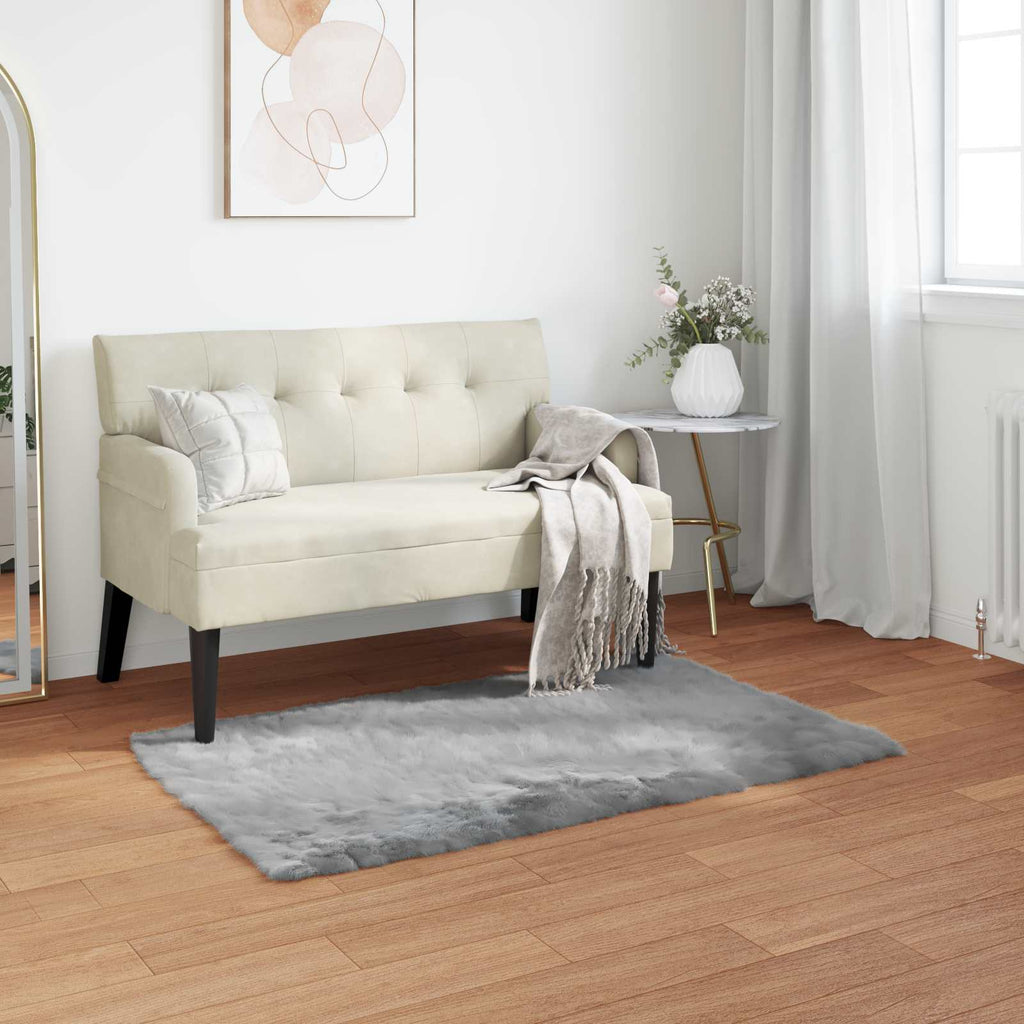 Teppich aus Kunstschaffell TAFALLA Grau 80 x 150 cm Polyester