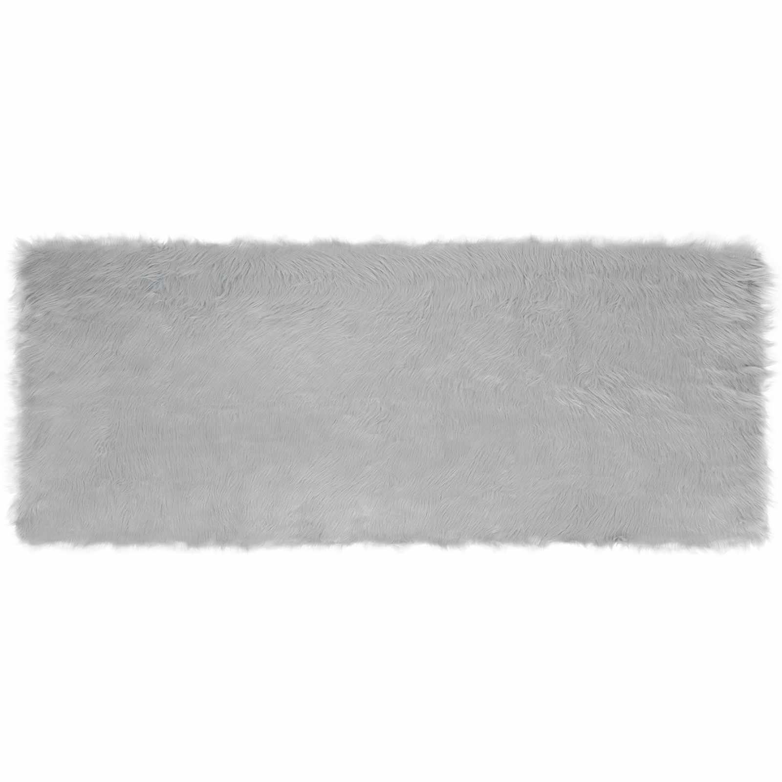Teppich aus Kunstschaffell TAFALLA Grau 80 x 200 cm Polyester