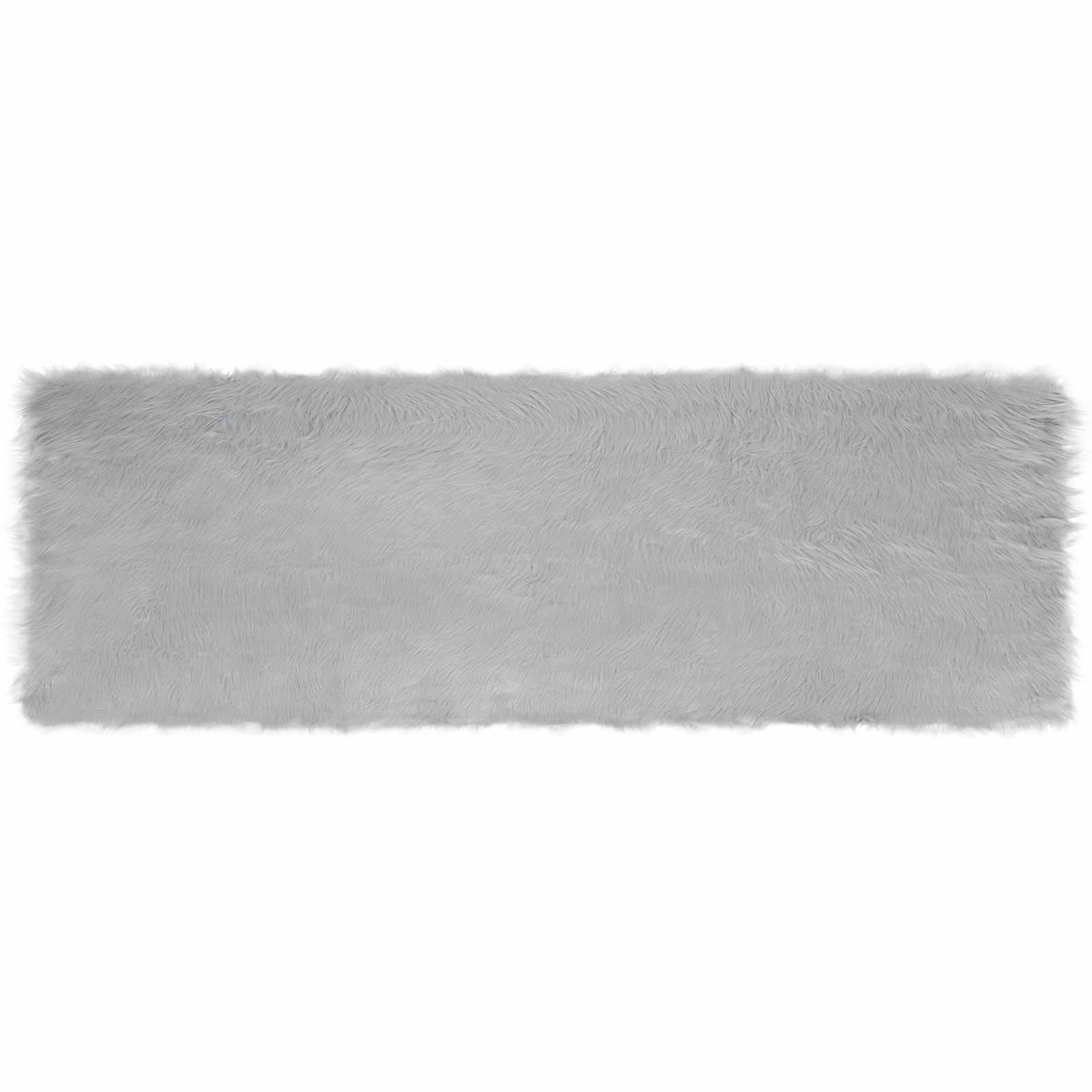 Teppich aus Kunstschaffell TAFALLA Grau 80 x 250 cm Polyester