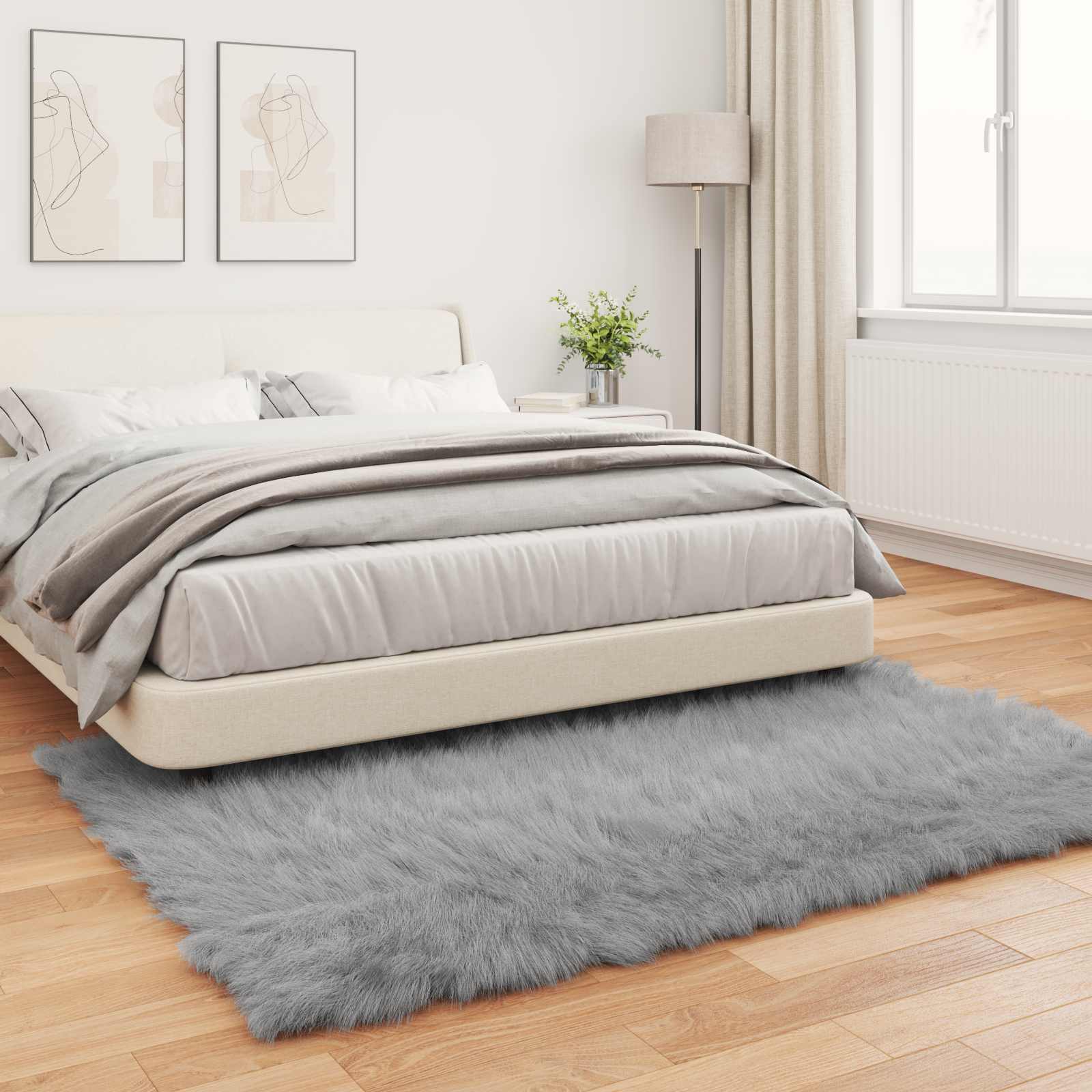 Teppich aus Kunstschaffell TAFALLA Grau 160 x 230 cm Polyester